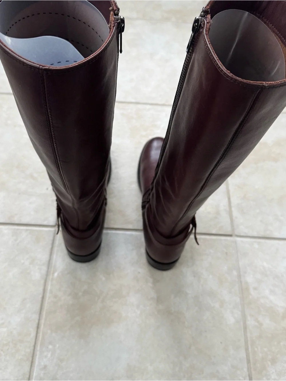 Frye Melissa Belted Tall Leather Riding Boots Womens 6.5B Redwood Brown FR40062
